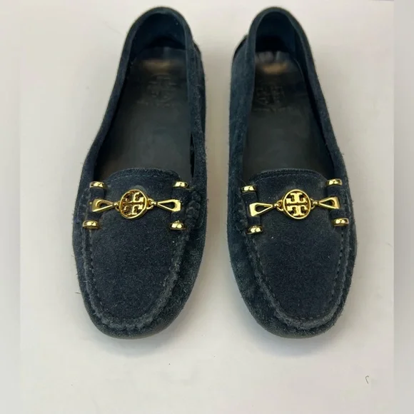 Tory Burch Navy  Blue Suede Moccasins Driving Loafer Shoes Size 7M - Picture 3 of 8